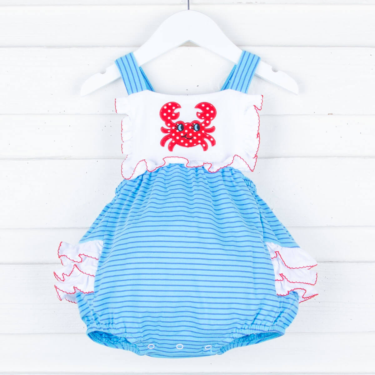 Sea Crab Blue Stripe Knit Ruffle Bubble