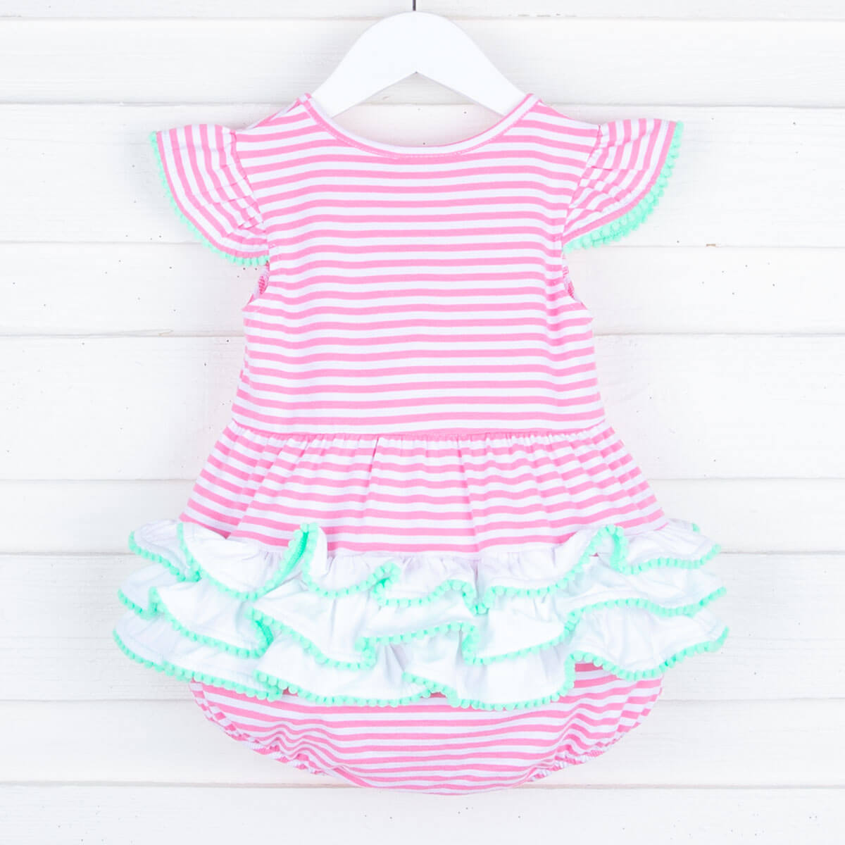 Ice Cream Cone Pink Stripe Ruffle Bubble