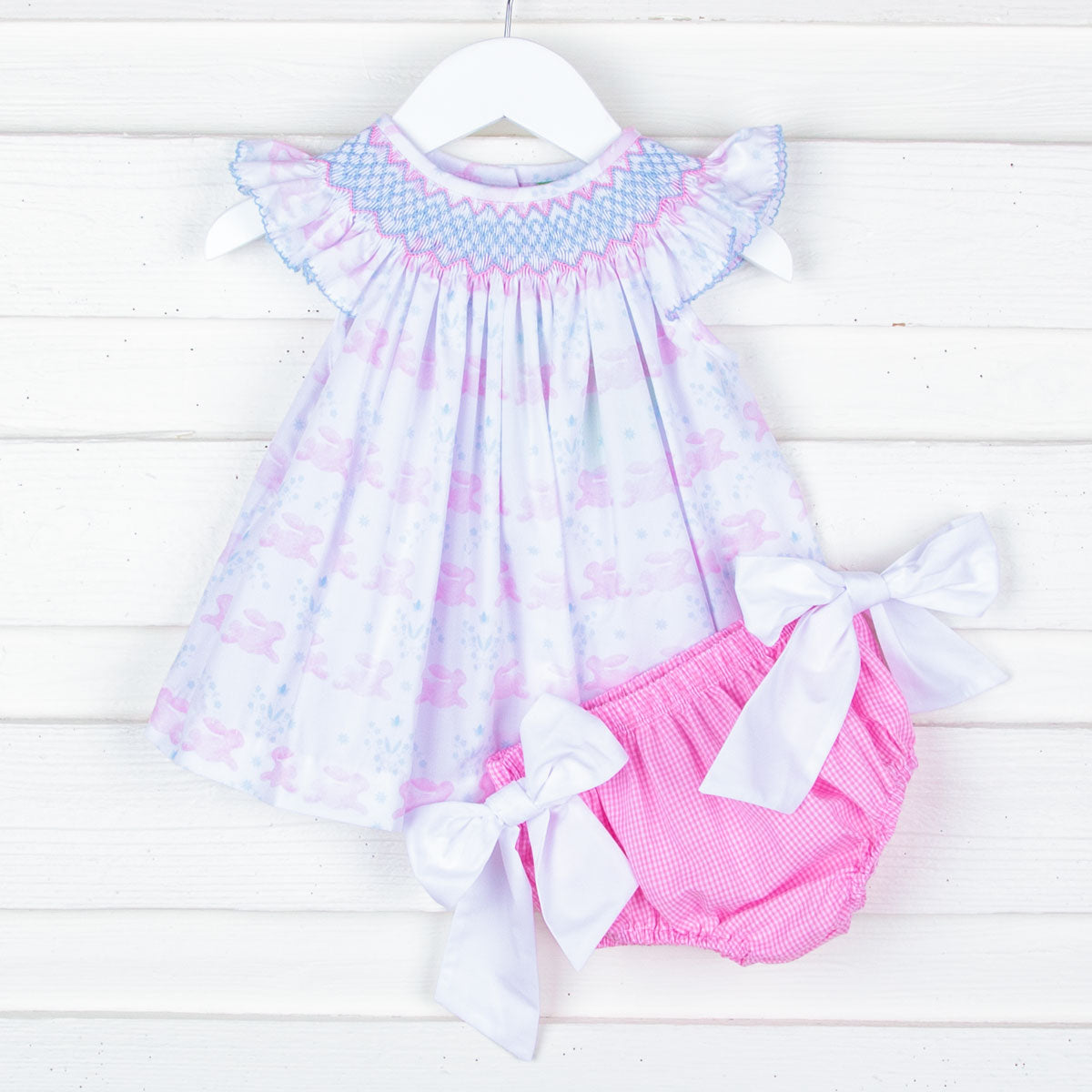 Geometric Smocked Bunny Bloom Bloomer Set