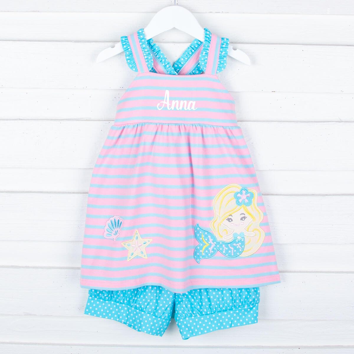 Under The Sea Mermaid Pink Knit Short Set