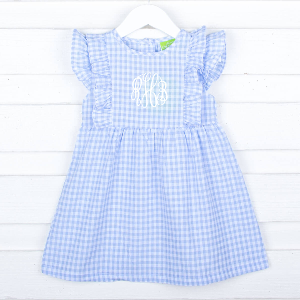 Pastel Blue Gingham Ruffle Kate Dress