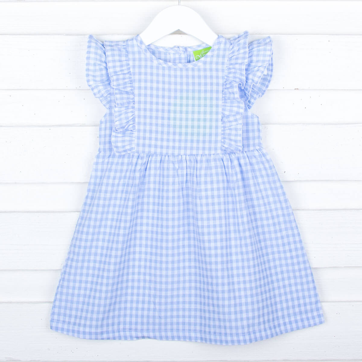 Pastel Blue Gingham Ruffle Kate Dress