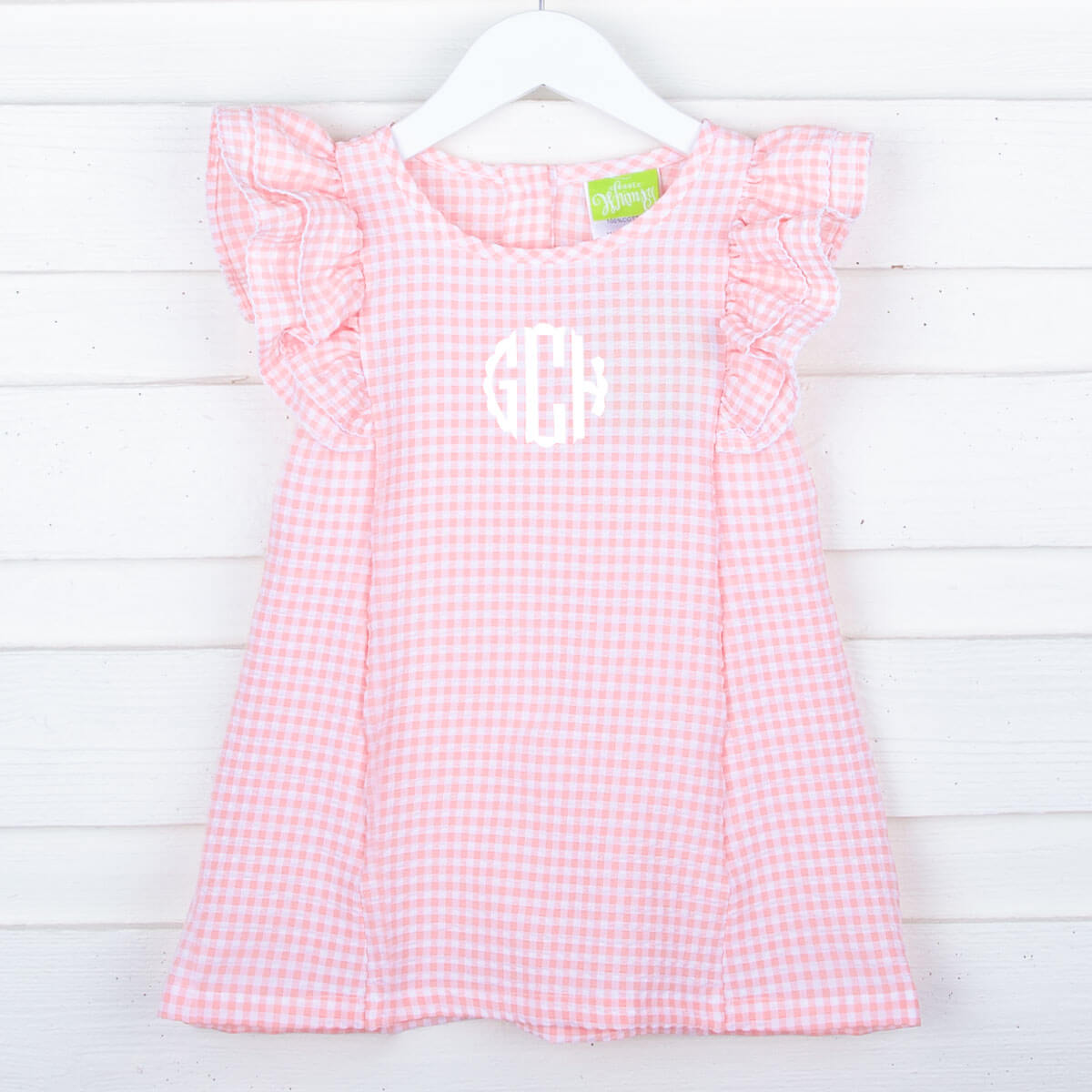 Peach Gingham Waterfall Dress