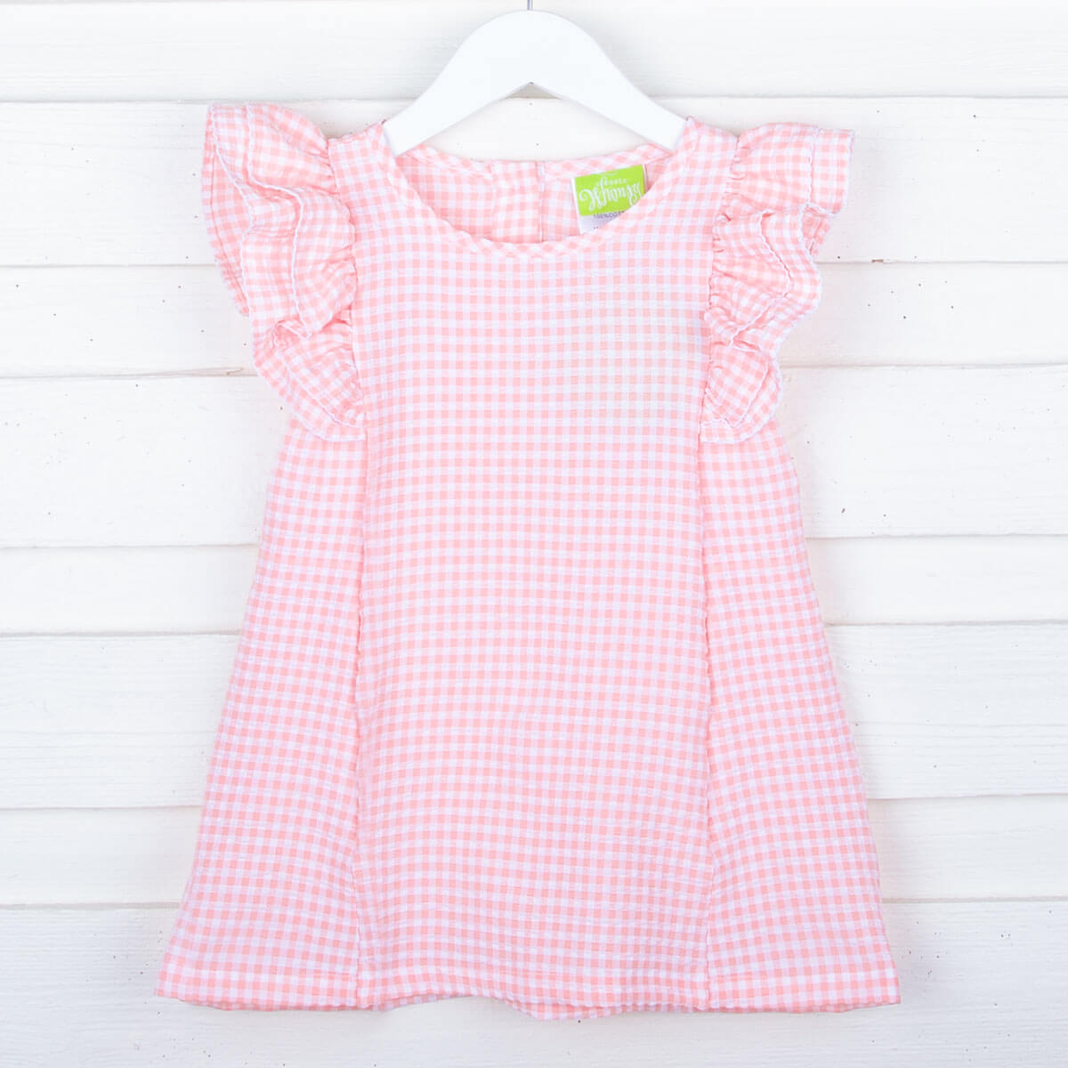 Peach Gingham Waterfall Dress