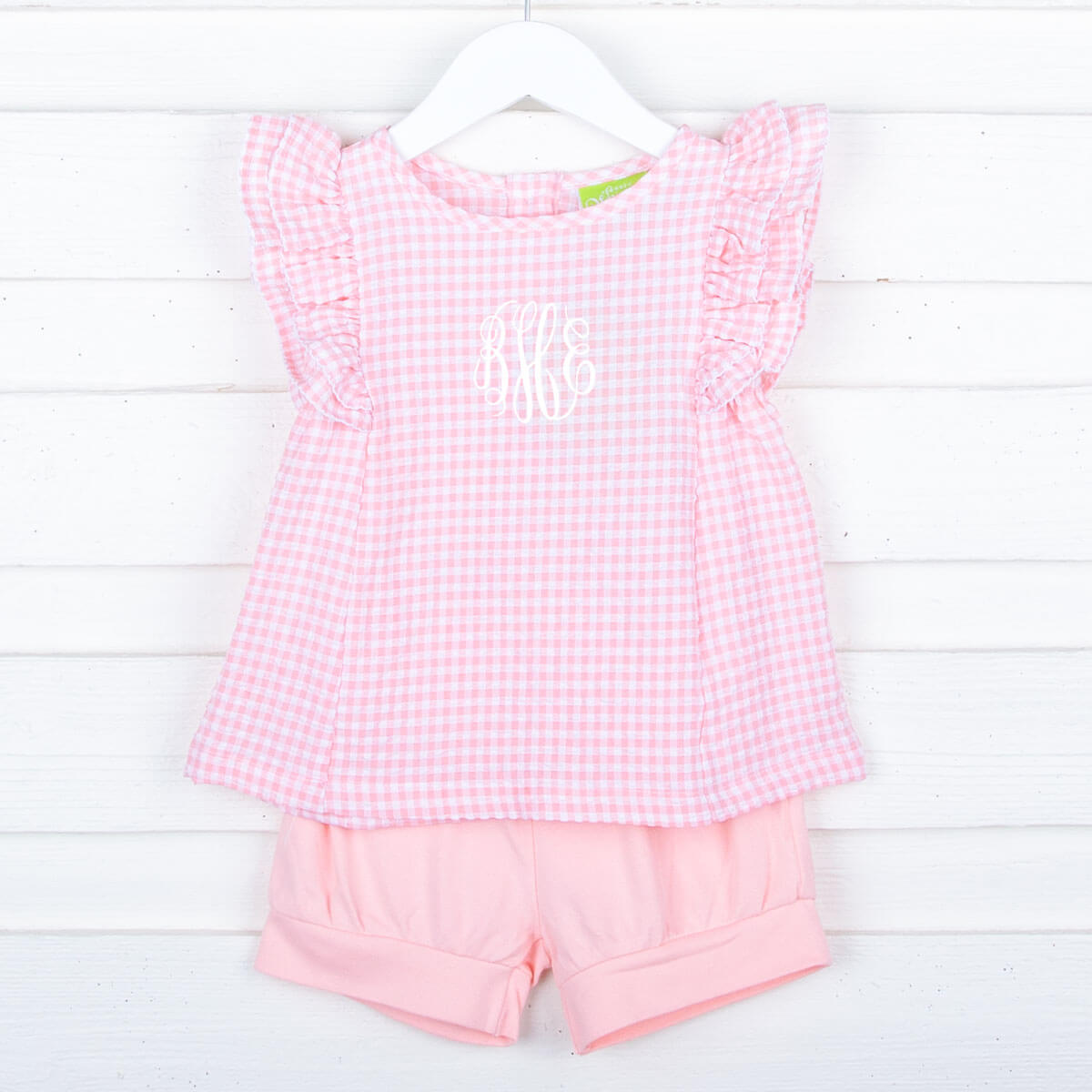 Peach Gingham Waterfall Short Set
