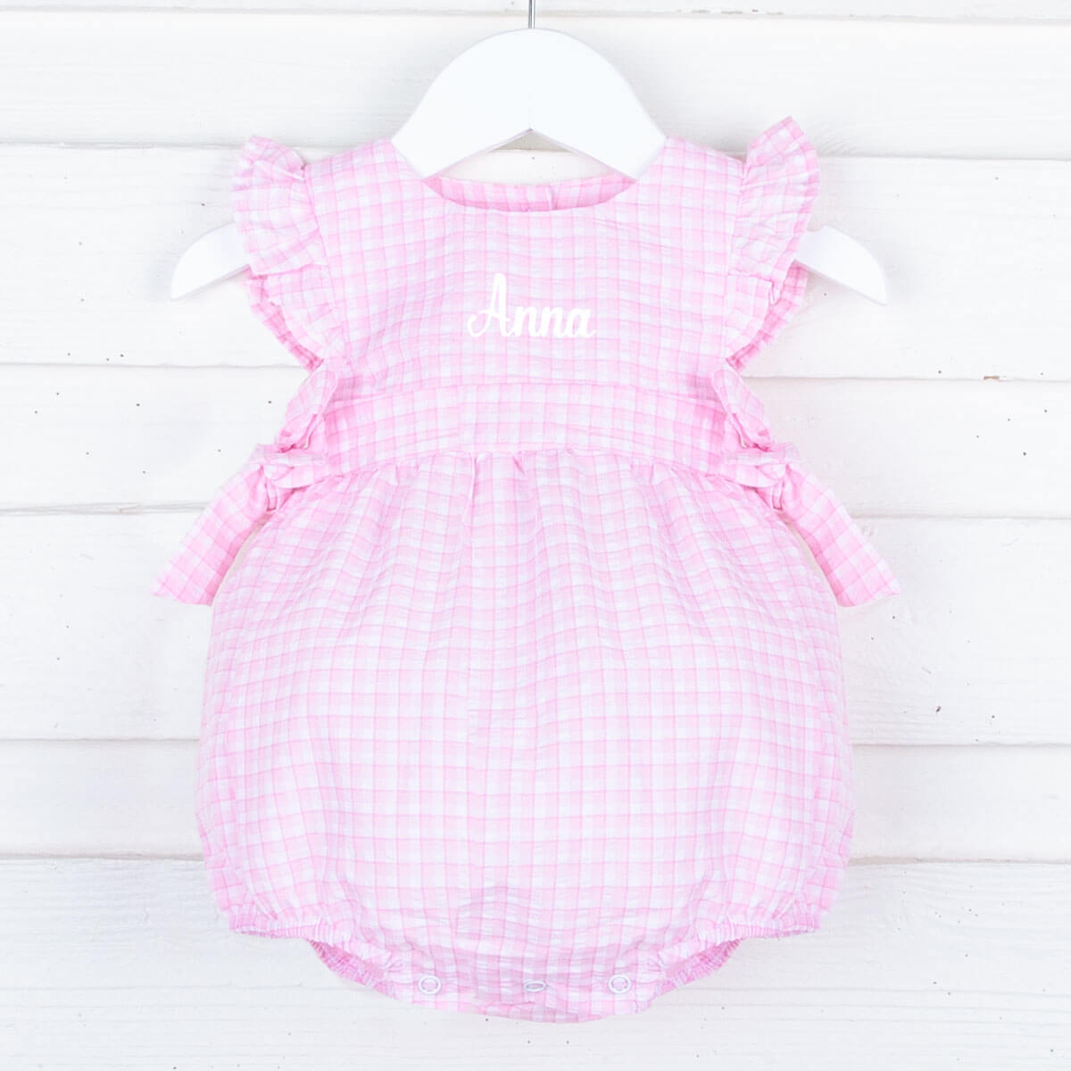 Light Pink Plaid Side Tie Bubble