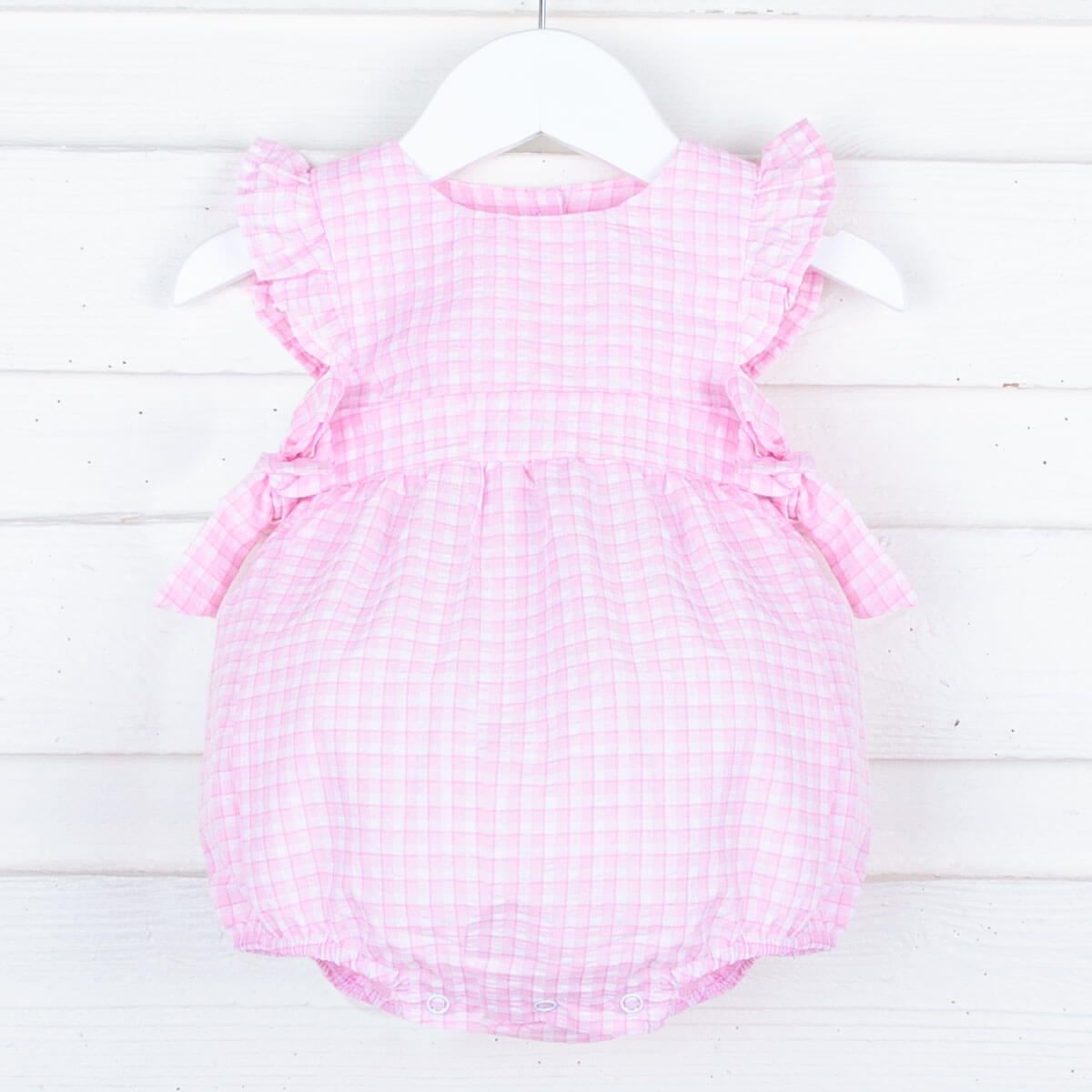 Light Pink Plaid Side Tie Bubble