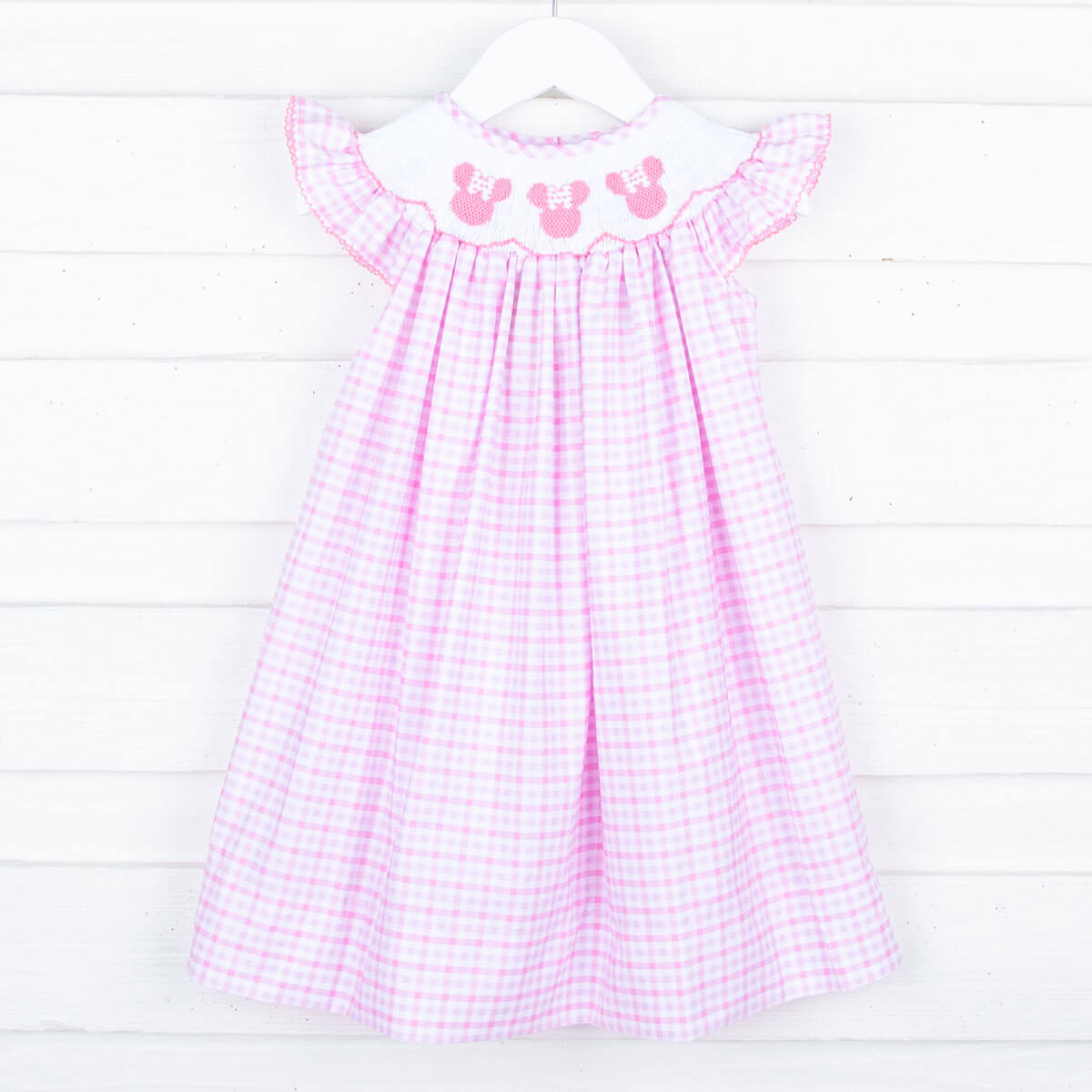 Mouse Ears Smocked Pink Plaid Dress