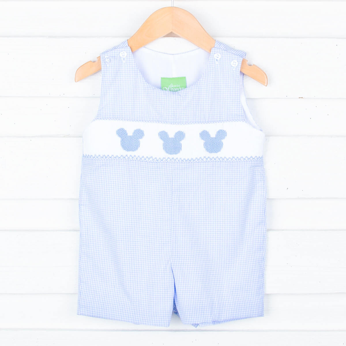 Mouse Ears Smocked Light Blue Jon Jon