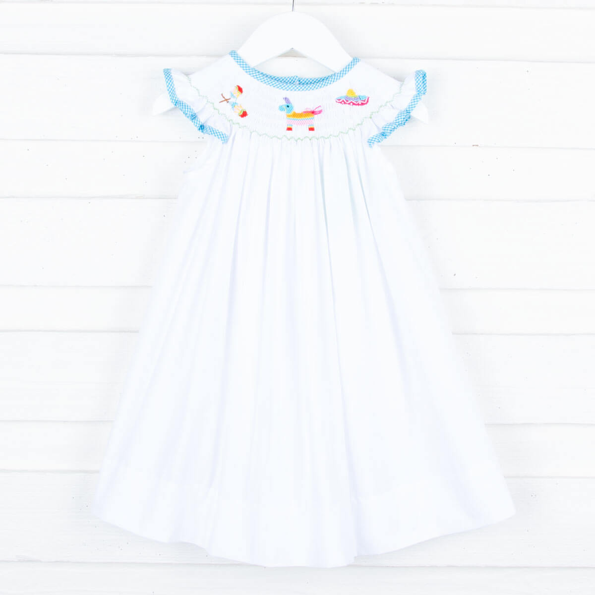 Time To Fiesta Smocked White Dress