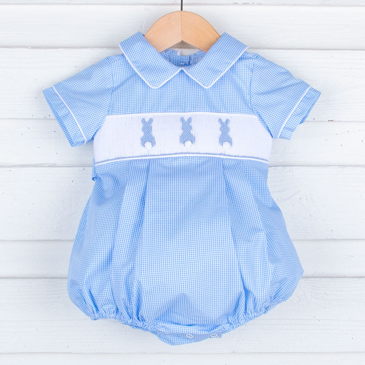 Bunny Bum Smocked Blue Collared Bubble