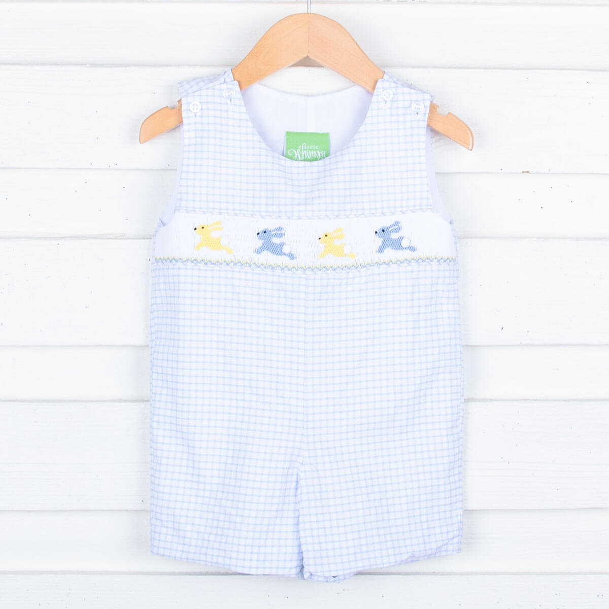 Bunny Hop Smocked Blue Windowpane Jon Jon