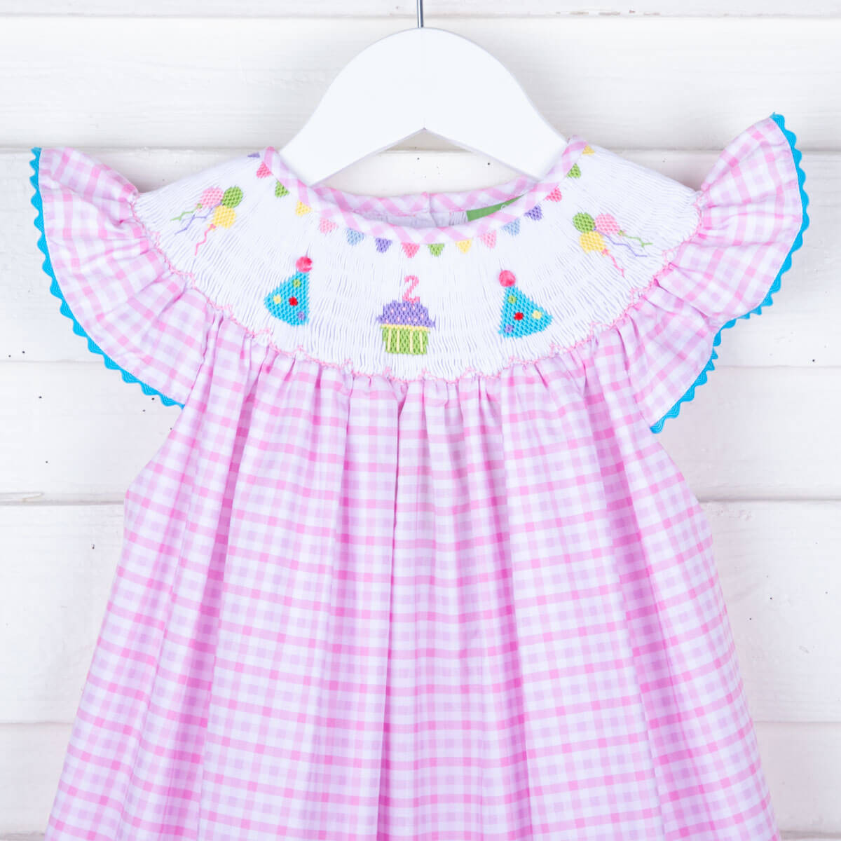 Second Birthday Smocked Pink Check Dress