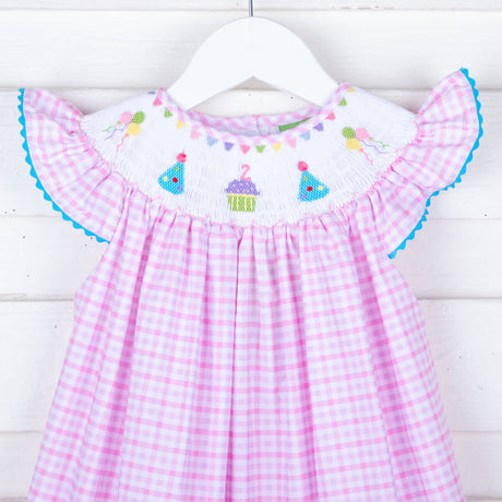 Second Birthday Smocked Pink Check Dress