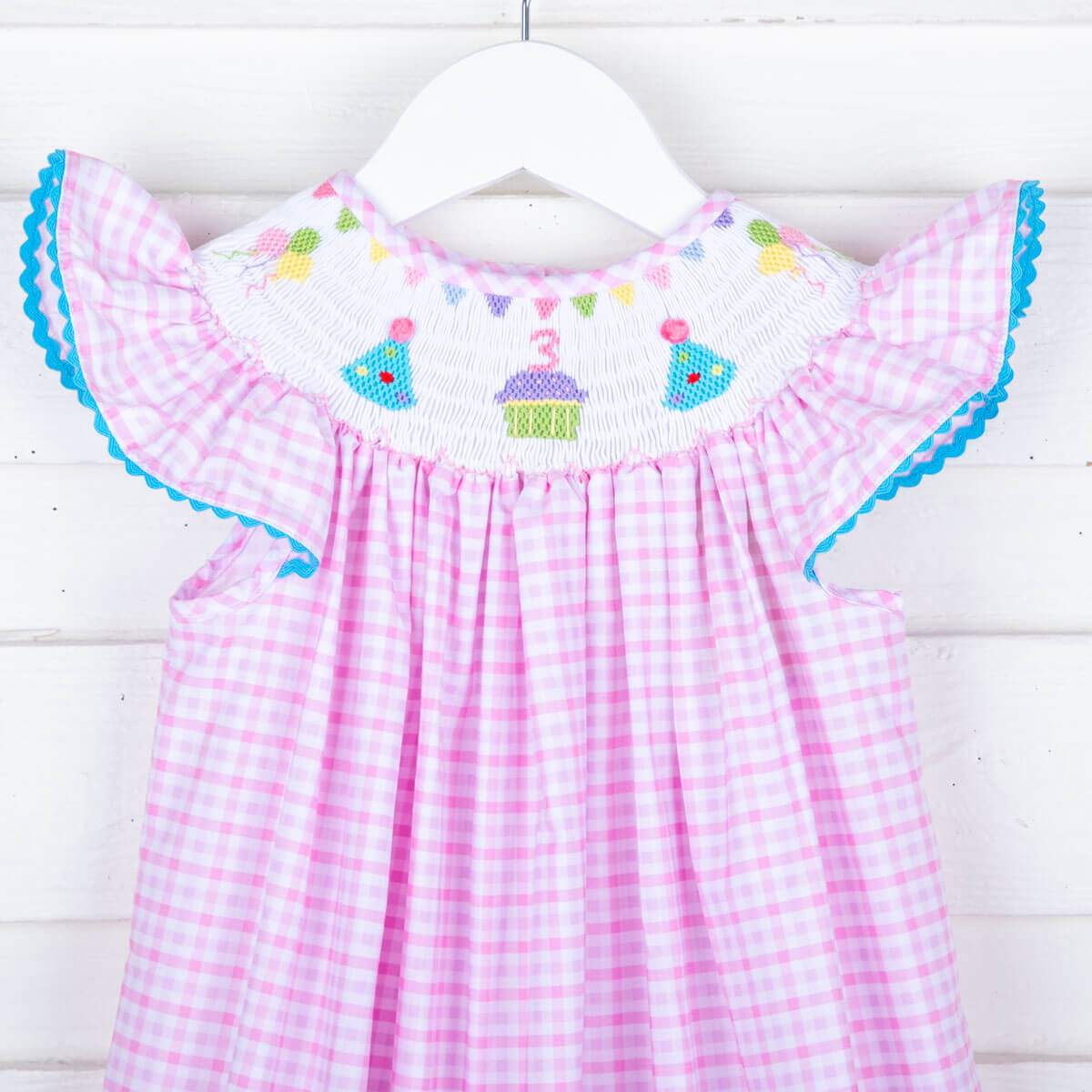 Third Birthday Smocked Pink Check Dress