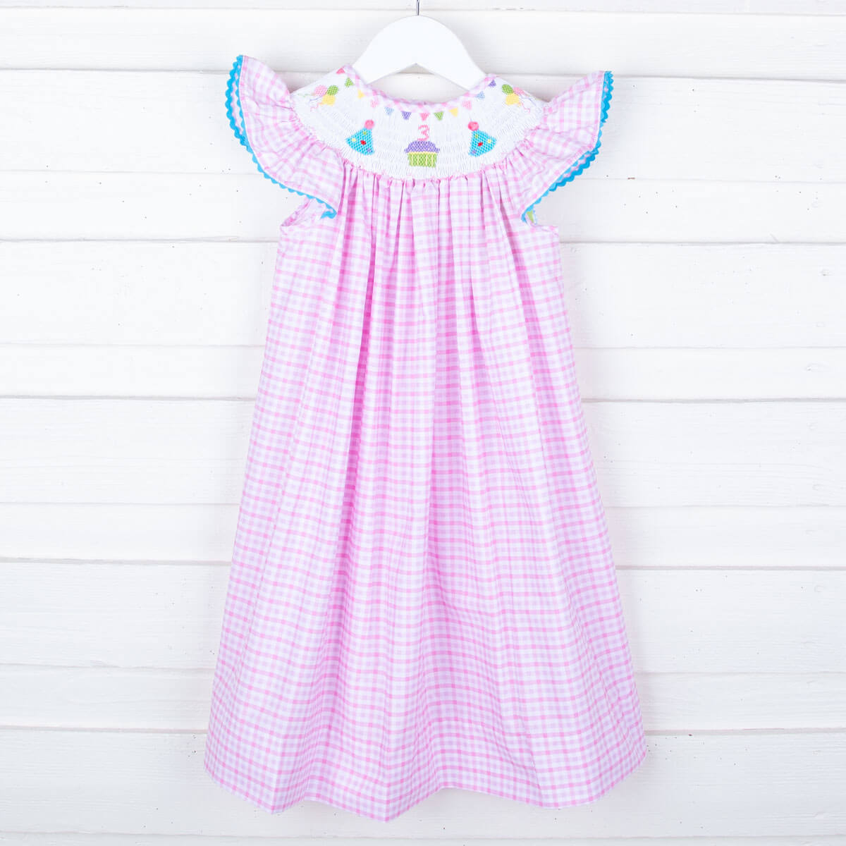 Third Birthday Smocked Pink Check Dress