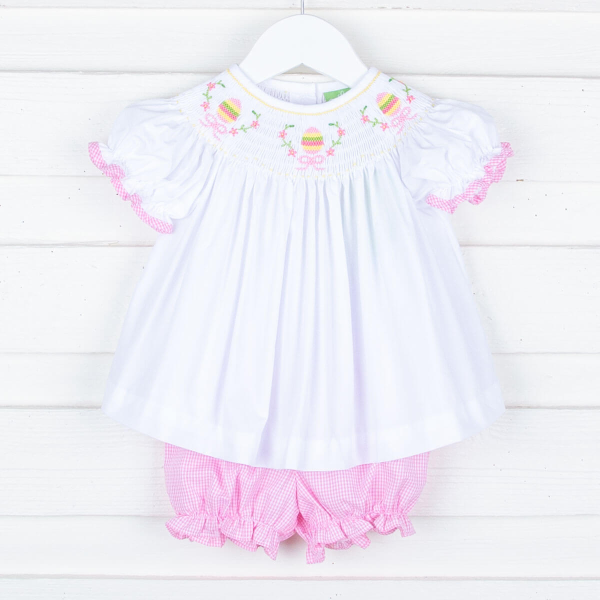 Easter Eggs Smocked Bloomer Set