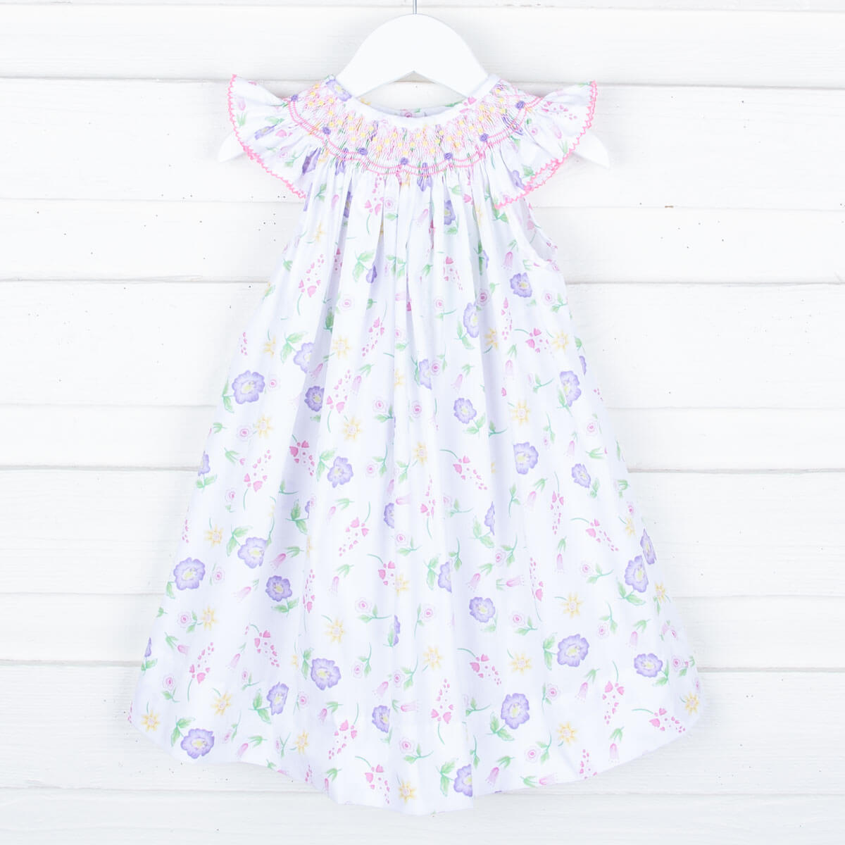 Geometric Smocked Flower Garden Dress