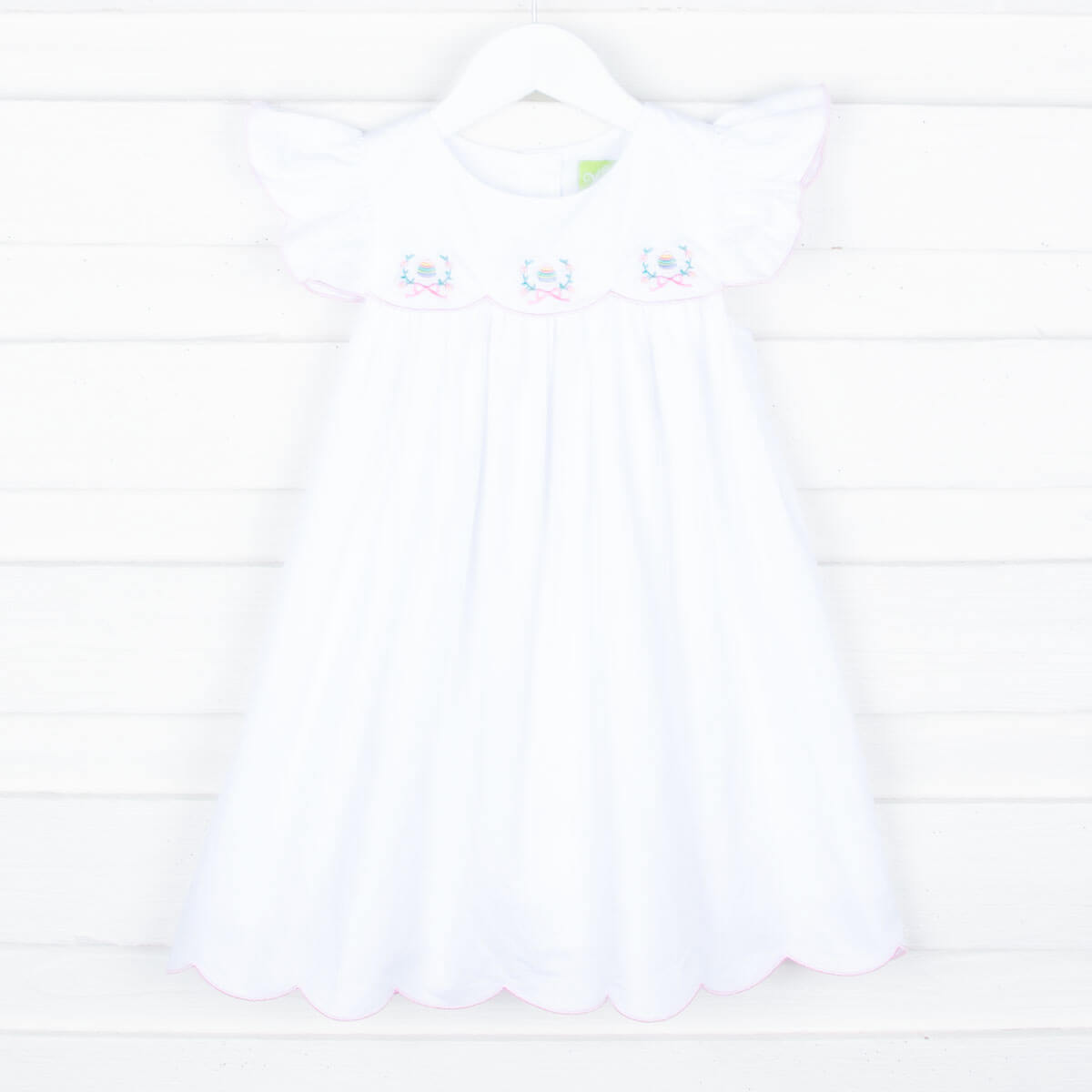 Floral Eggs White Scalloped Amelia Dress
