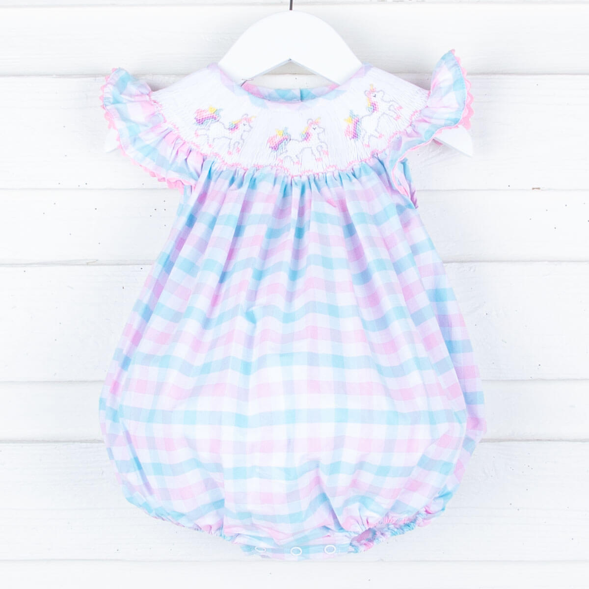 Unicorn Pink and Aqua Plaid Bubble