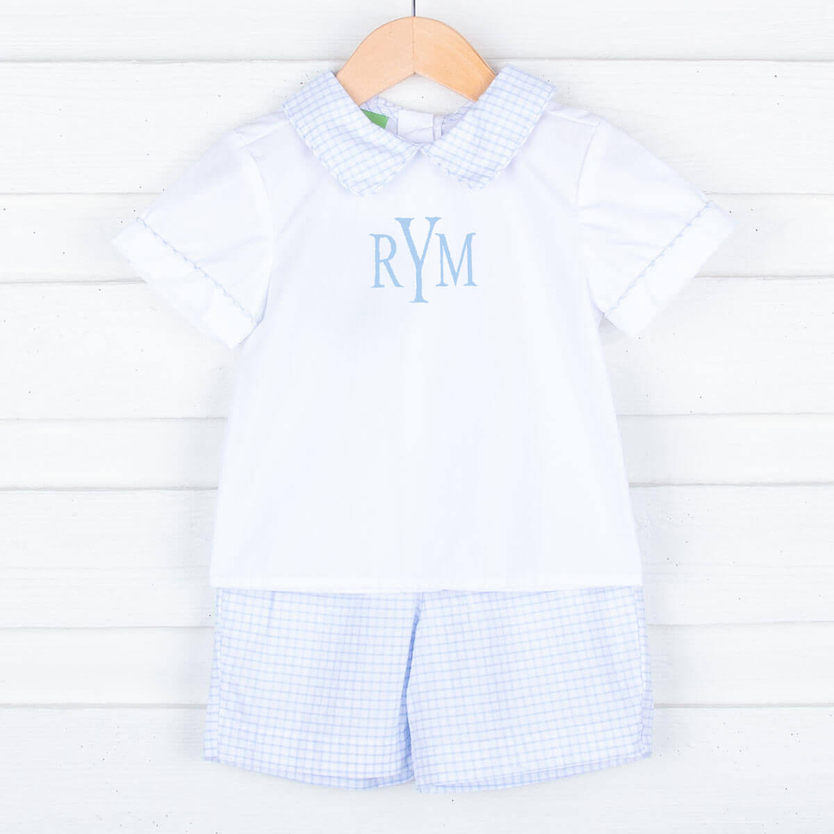 Blue Seersucker Short Set