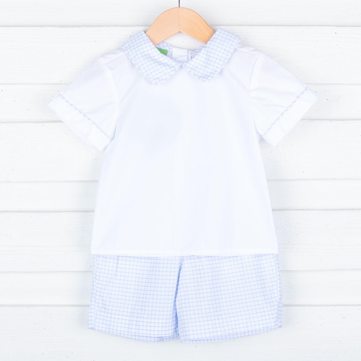 Blue Seersucker Short Set