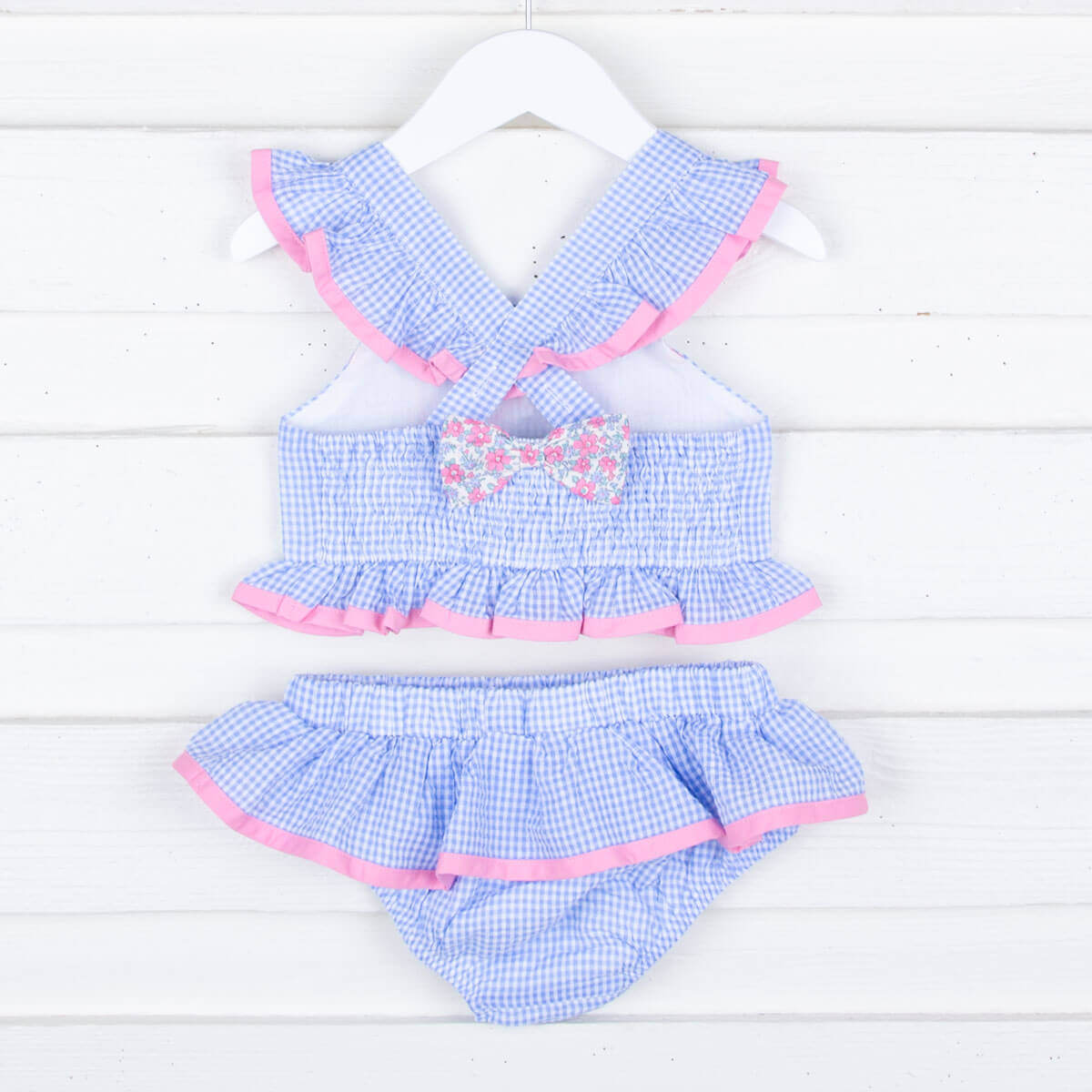 Mouse Ears Blue Gingham Two Piece Swimsuit