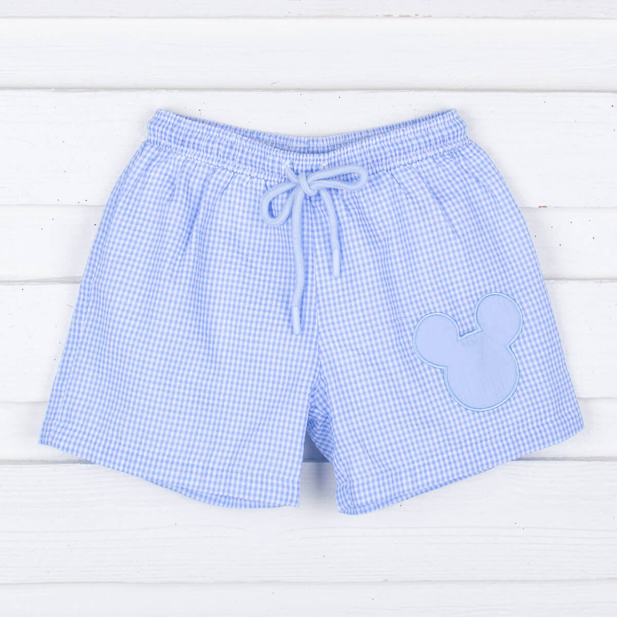 Mouse Ears Blue Gingham Swim Trunks