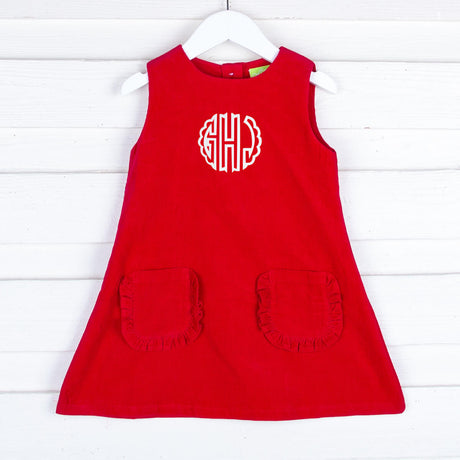 Red Corduroy Graycen Jumper Dress