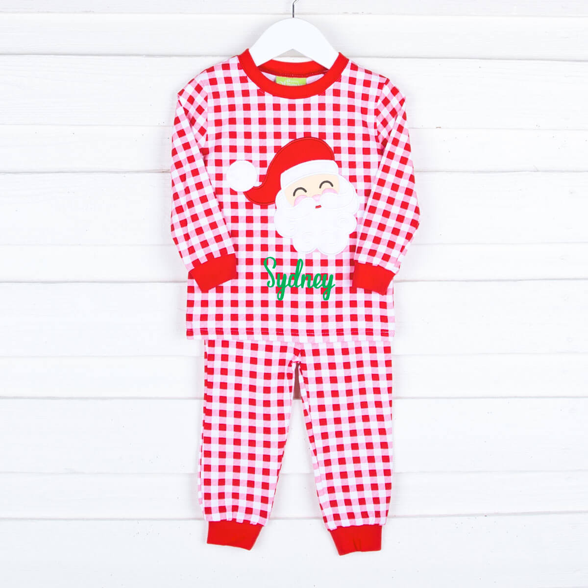 Happy Santa Red Gingham Pajamas