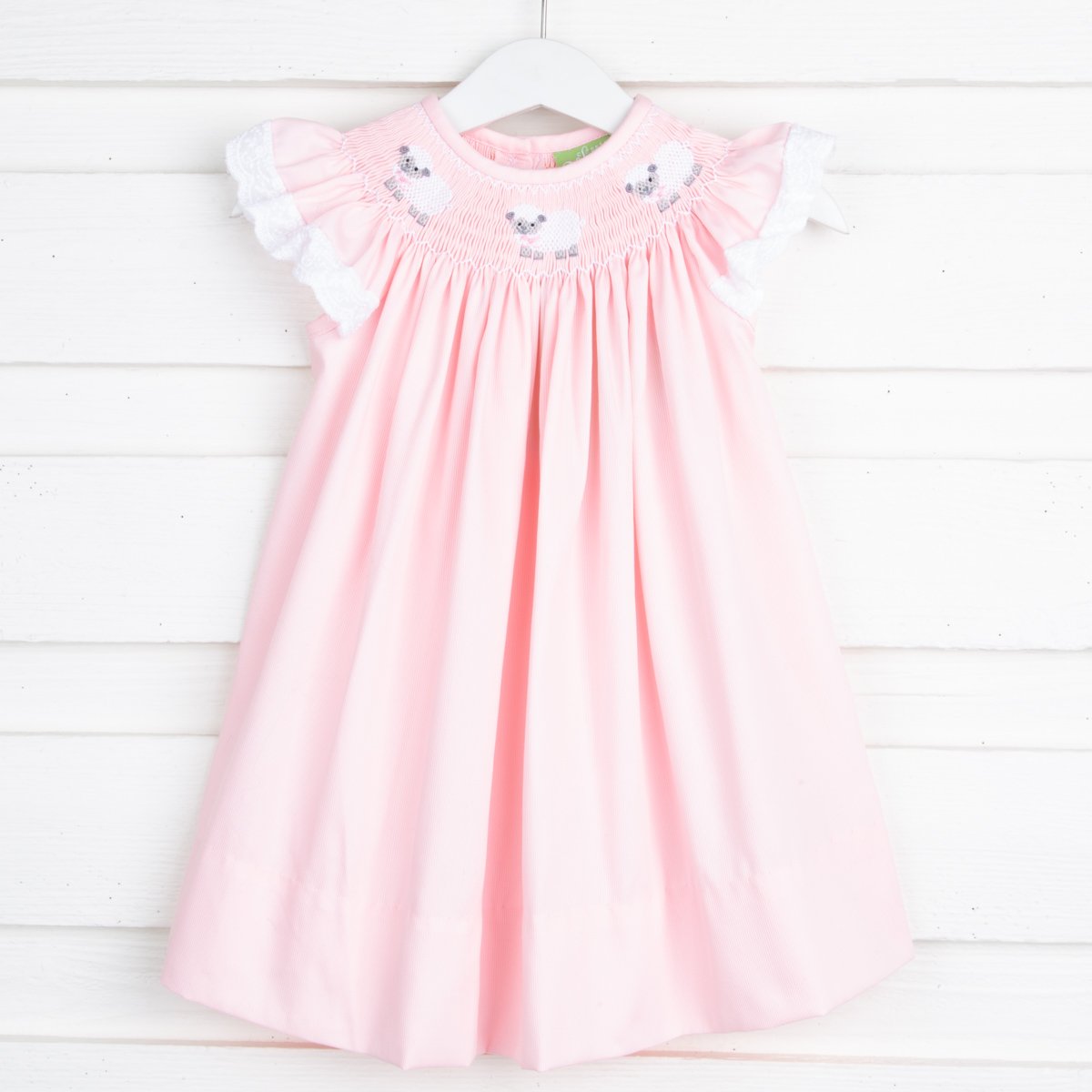 Lamb Smocked Dress Pink Pique