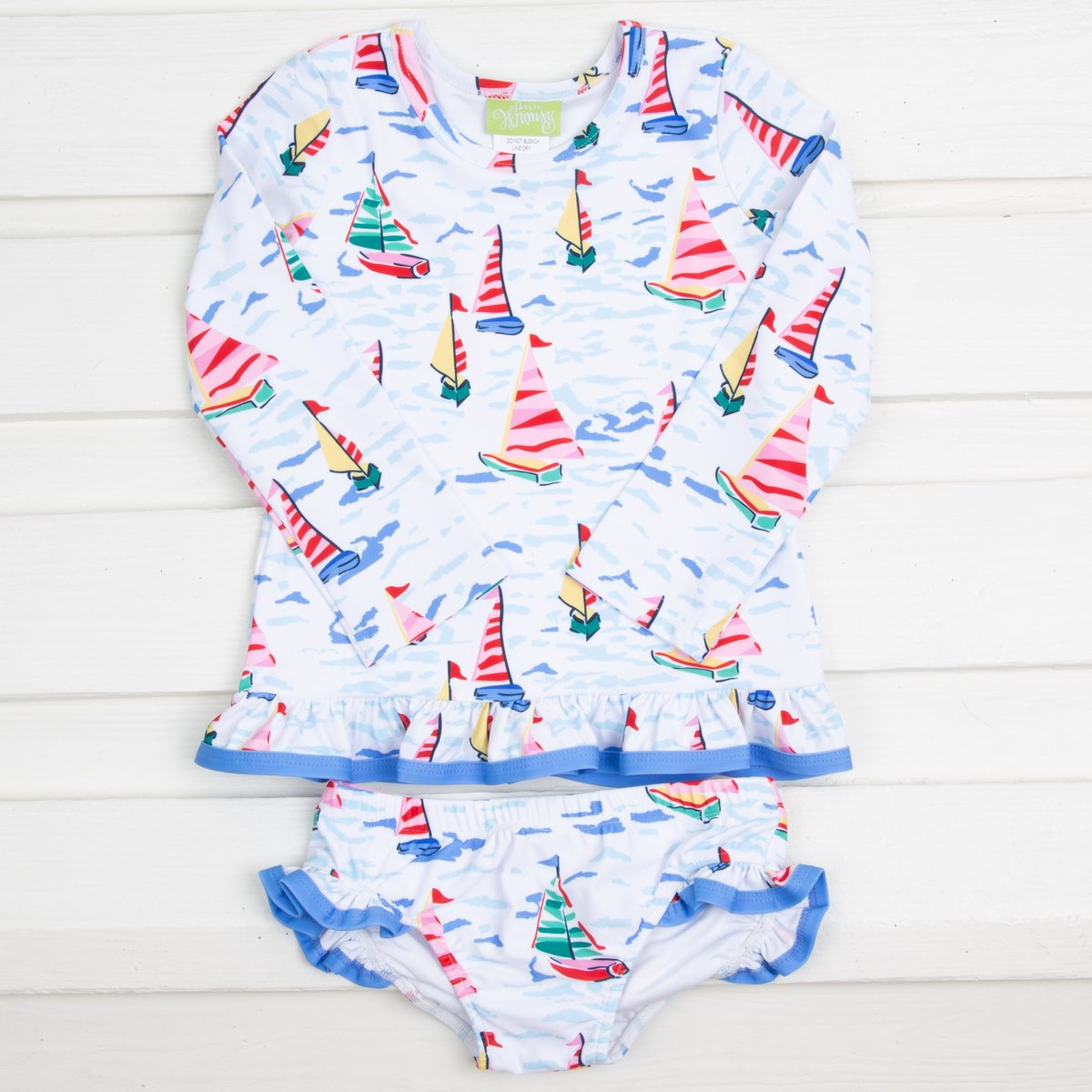 Watercolor Sailboat Rash Guard Set