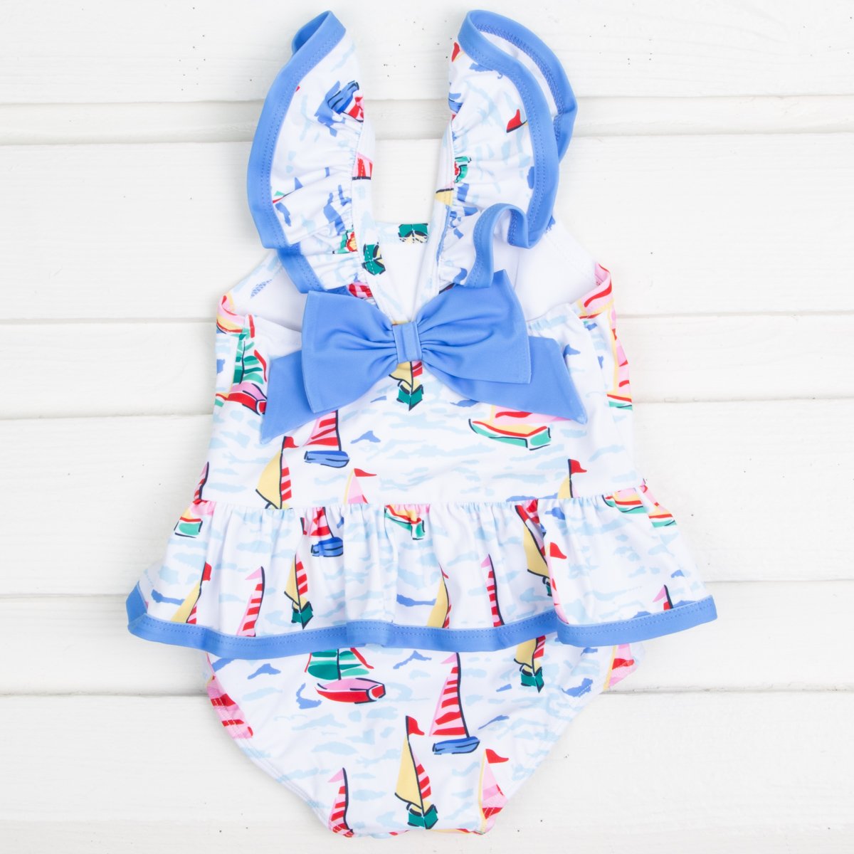Watercolor Sailboat One Piece Swimsuit