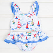 Watercolor Sailboat Two Piece Swimsuit