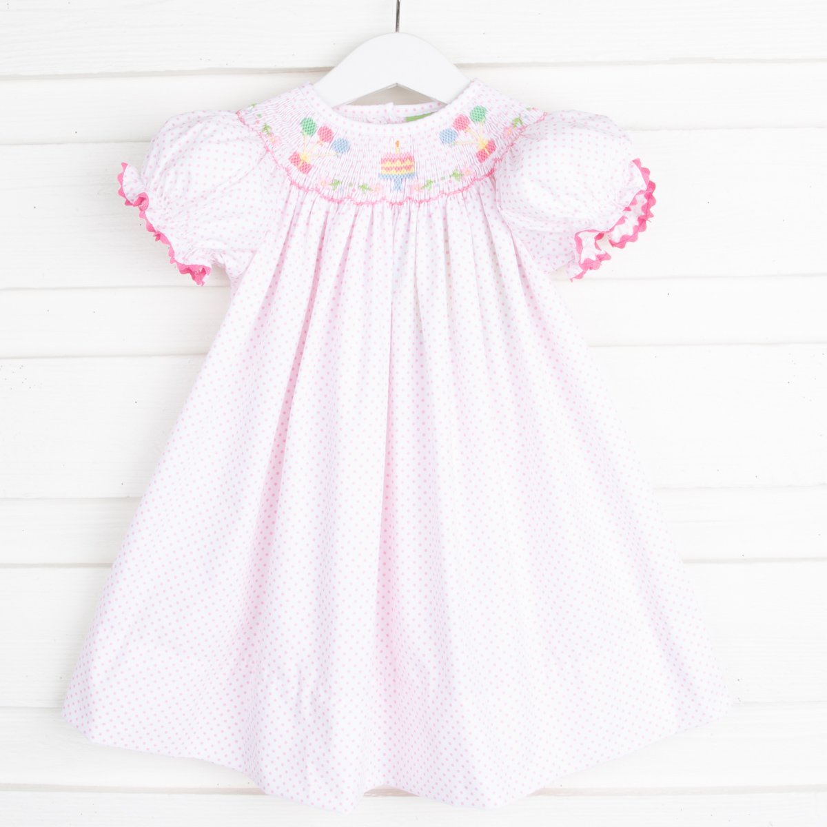 Birthday Party Smocked Pink Dot Dress