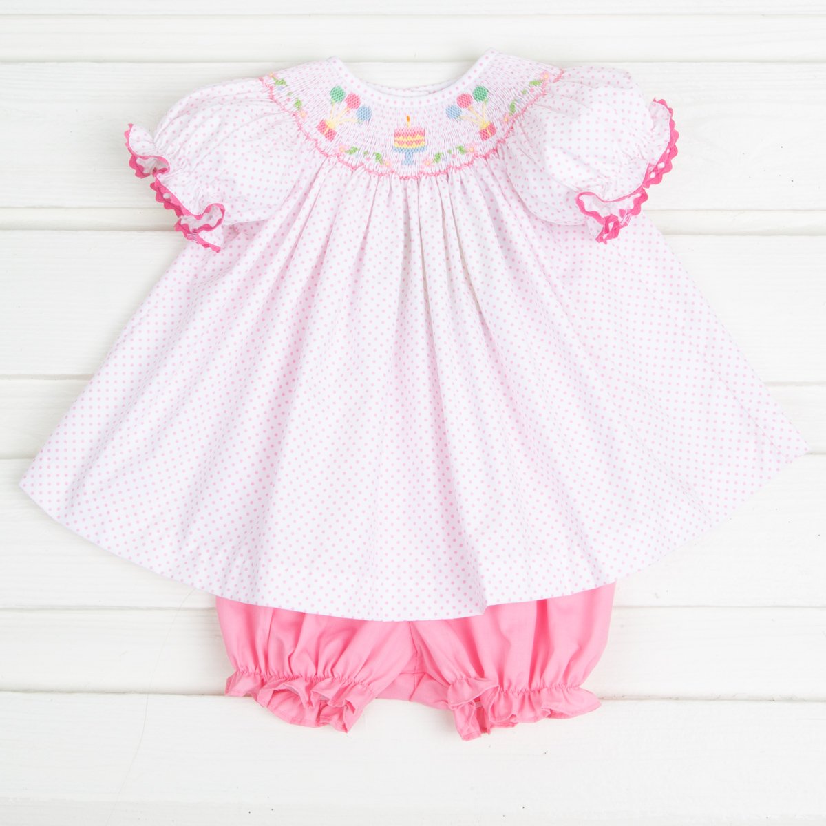 Birthday Party Smocked Dot Bloomer Set