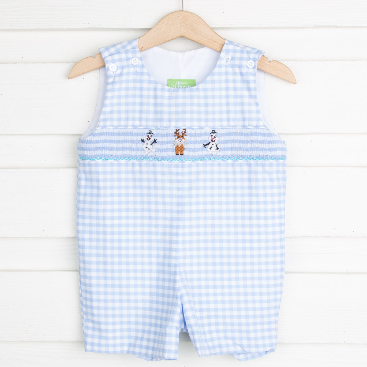 Happy Snowman Smocked Blue Jon Jon