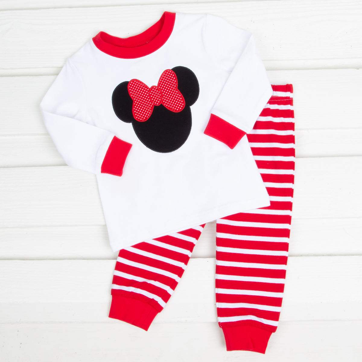 Mouse Ears Applique Girl Pajamas