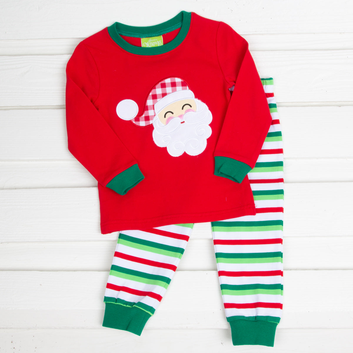 Happy Santa Red Cheerful Stripe Pajamas