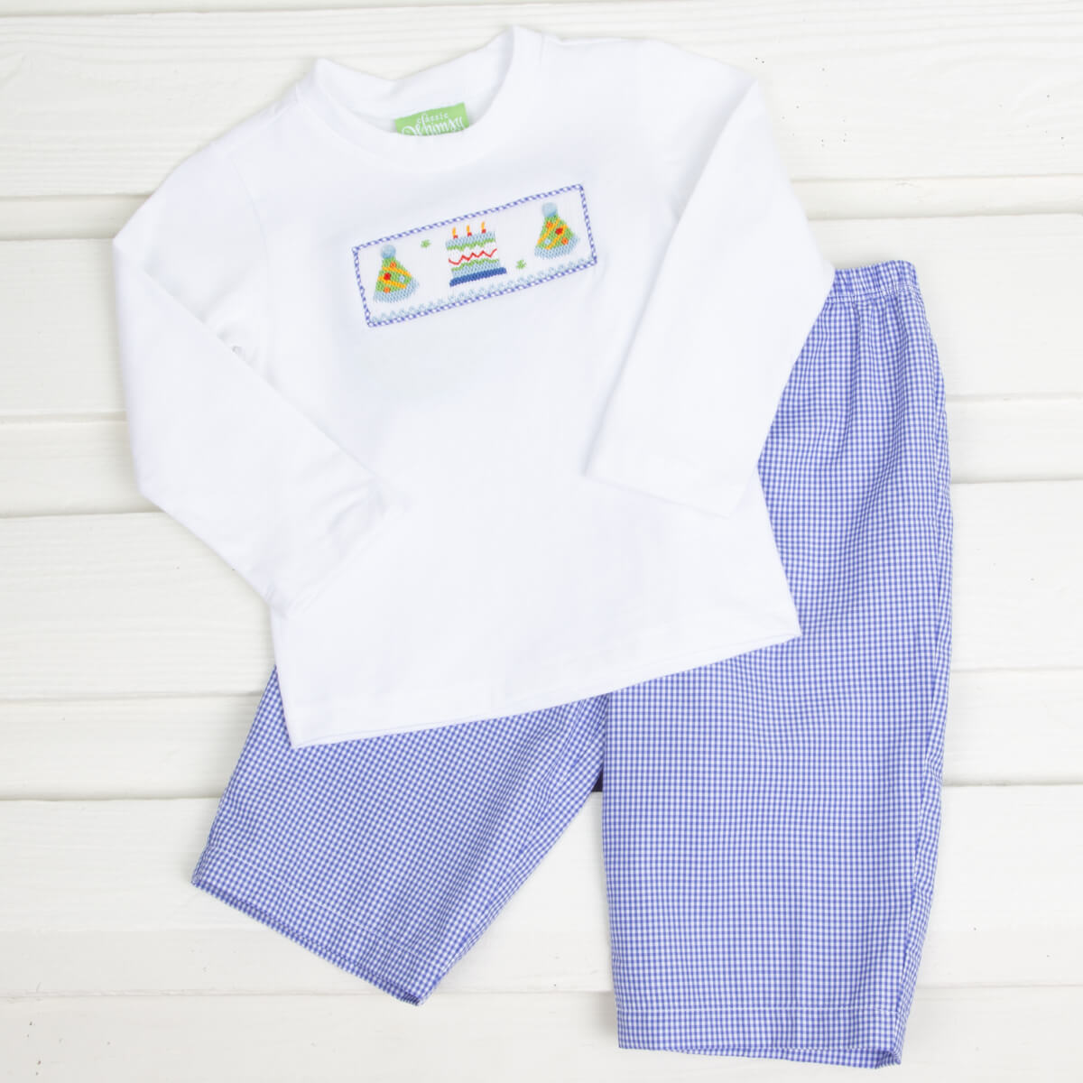 Birthday Smocked Royal Pant Set
