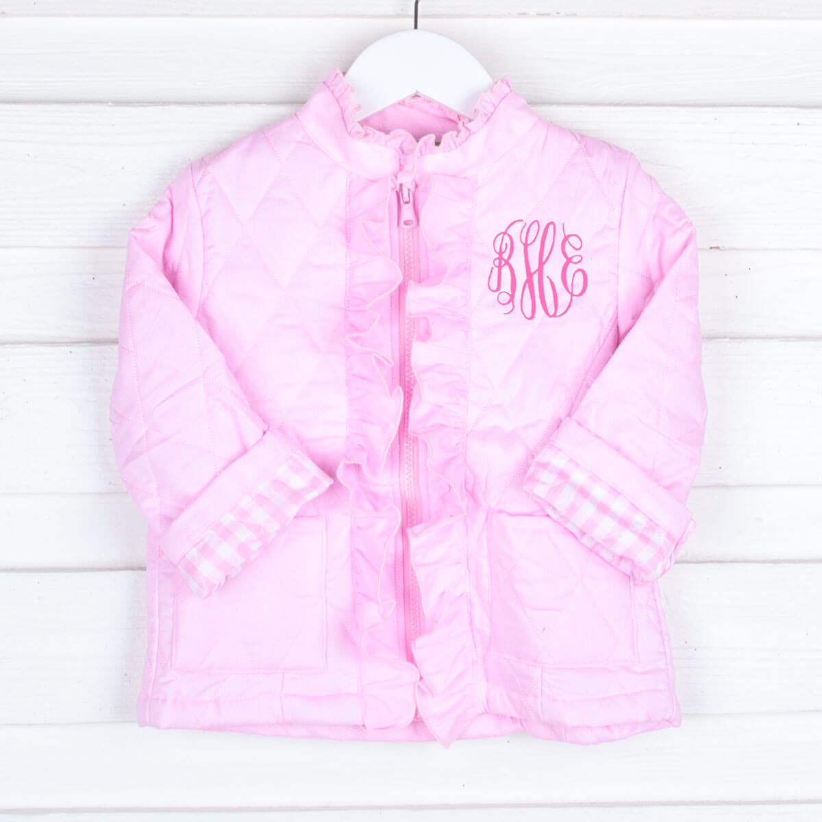 Pink Quilted Ruffle Coat