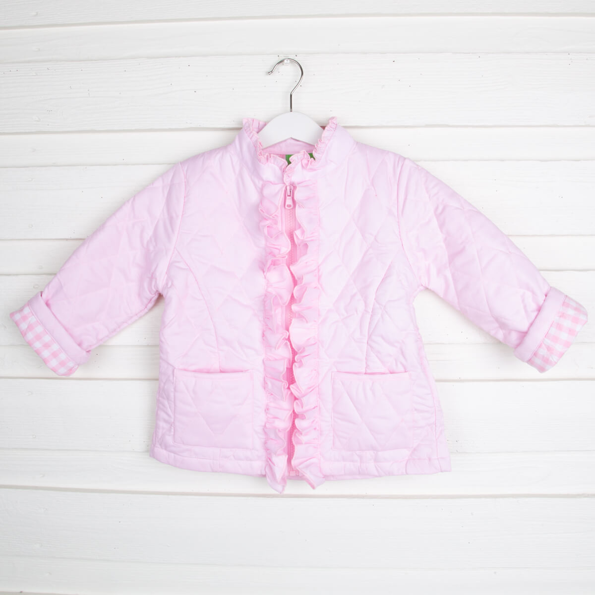 Pink Quilted Ruffle Coat