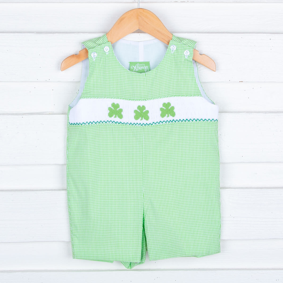 Clover Smocked Green Gingham Jon Jon
