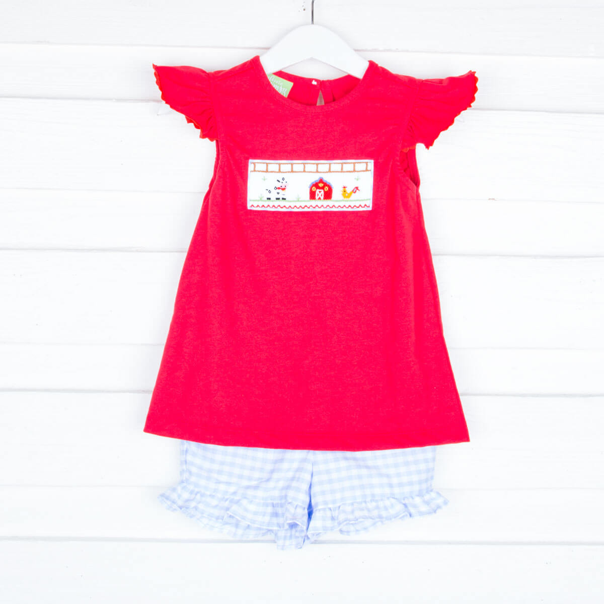 Farm Smocked Red Short Set