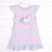 Pink and Blue Stripe Unicorn Milly Dress