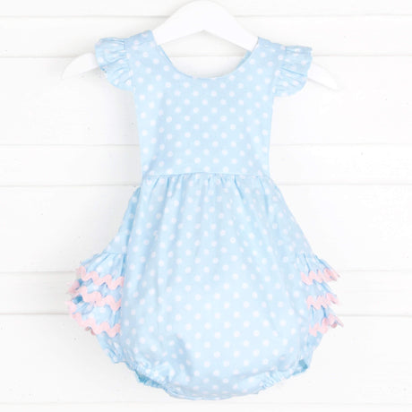 Light Blue Polka Dot Ruffle Bubble