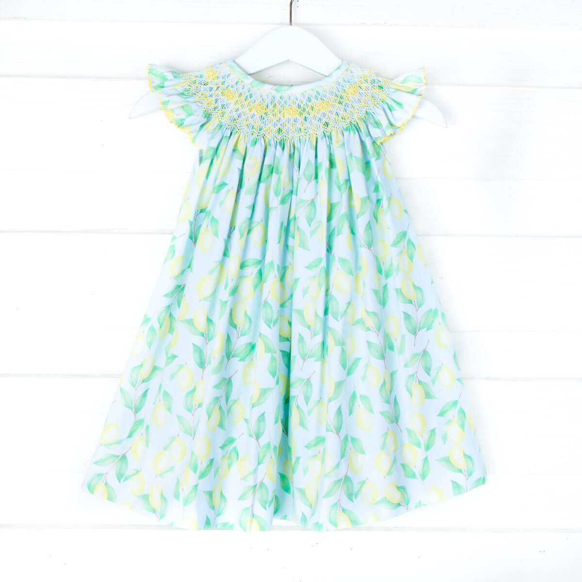 Geometric Smocked Lemon Dress