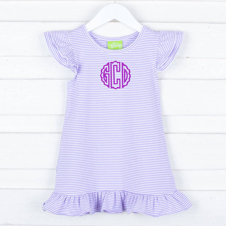 Milly Stripe Ruffle Dress Lavender
