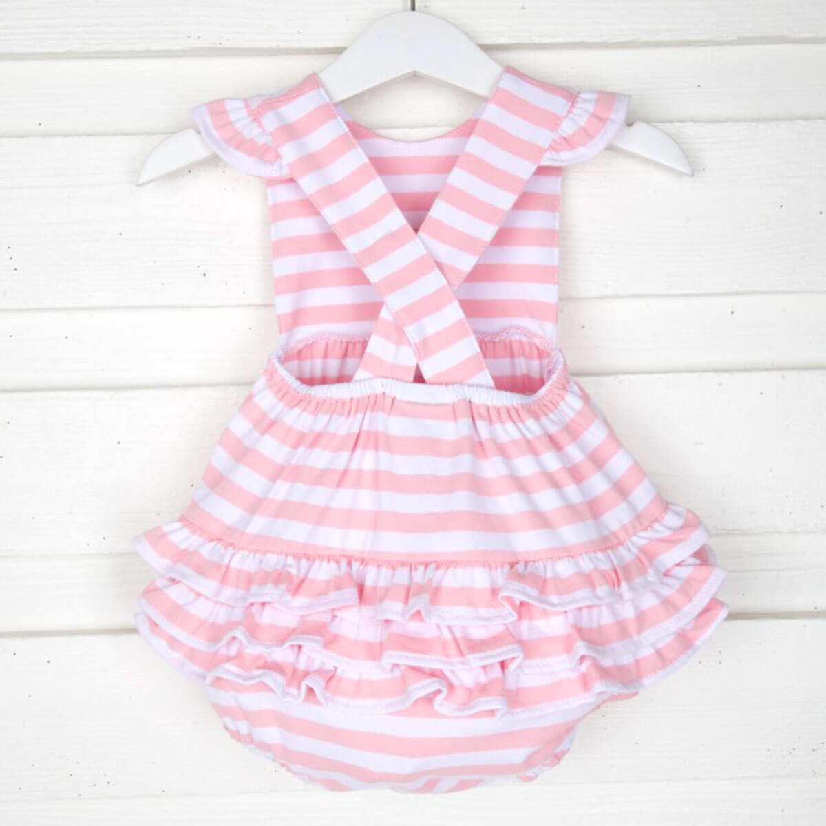 Pink Stripe Knit Ruffle Bubble