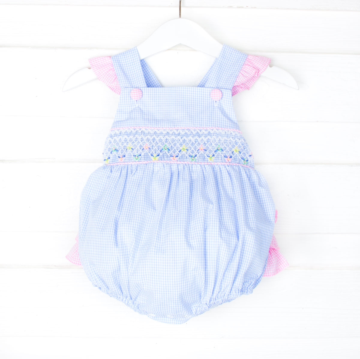 Geometric Floral Smocked Leah Bubble